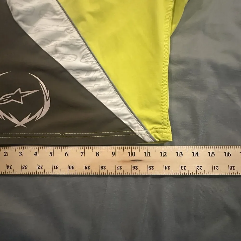 Y2K Alpinestars Board Shorts Mens 34 Colorblock Yellow Swim Trunks Striped